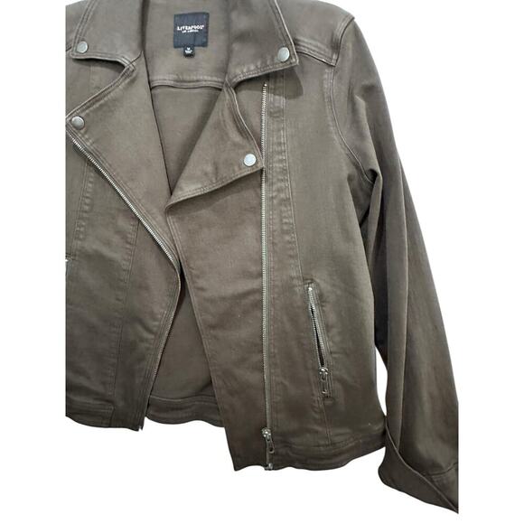 Liverpool Los Angeles Women's Olive Night Bradford Moto Denim Jacket Size Medium - Picture 4 of 8